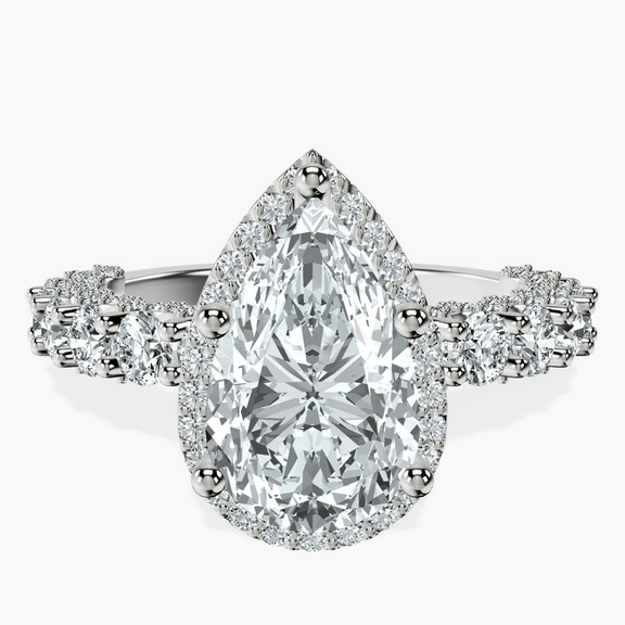 Platinum Enchanté Side Stones Halo Lab Diamond Ring front image