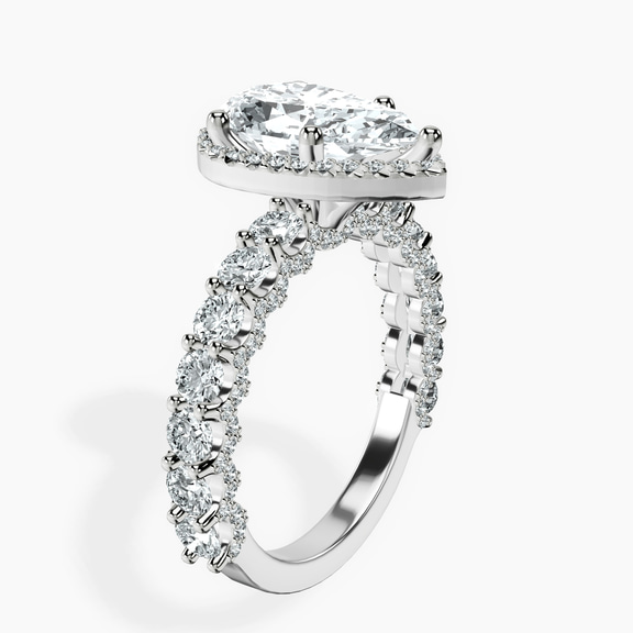 Platinum Enchanté Side Stones Halo Lab Diamond Ring standing product image one