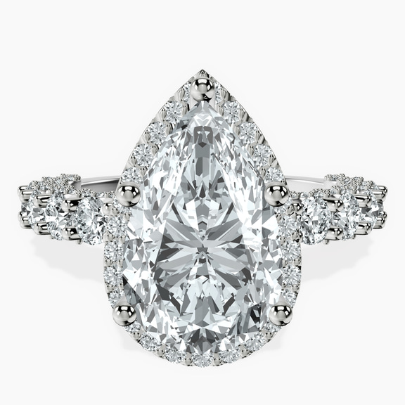 Platinum Enchanté Side Stones Halo Lab Diamond Ring front image