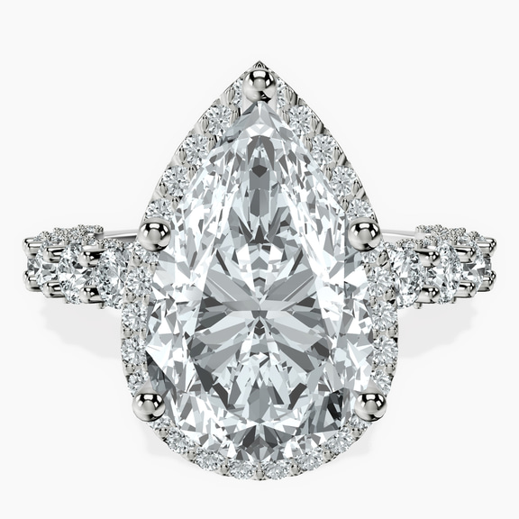 Platinum Enchanté Side Stones Halo Lab Diamond Ring front image