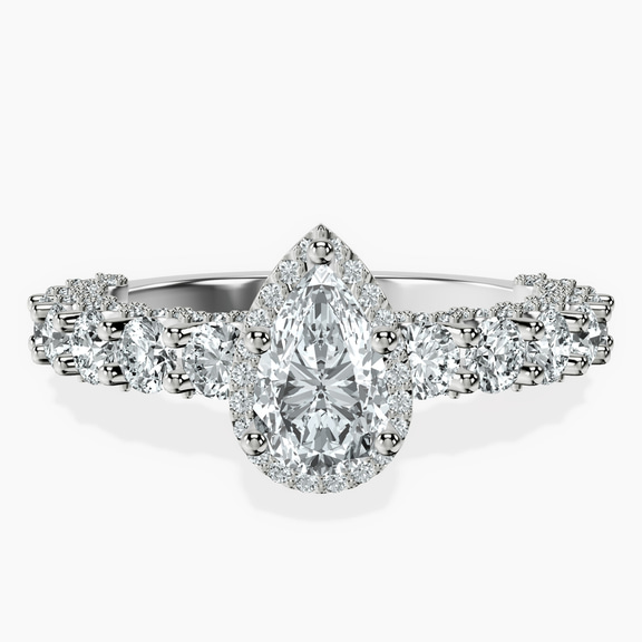 14kt White Gold Enchanté Side Stones Halo Lab Diamond Ring front image