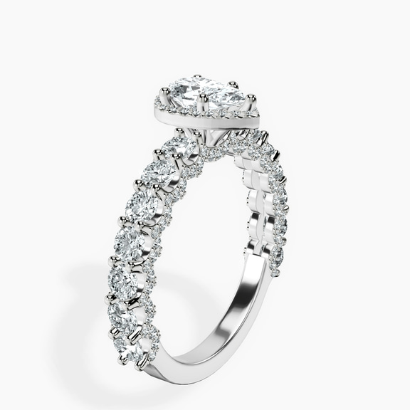 14kt White Gold Enchanté Side Stones Halo Lab Diamond Ring standing product image one