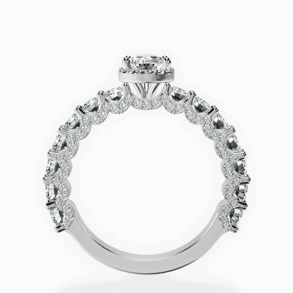 14kt White Gold Enchanté Side Stones Halo Lab Diamond Ring side right image one