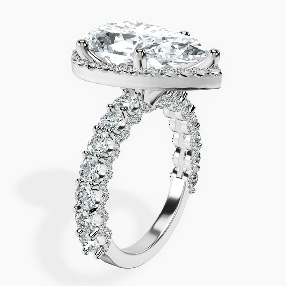 Platinum Enchanté Side Stones Halo Lab Diamond Ring standing product image one