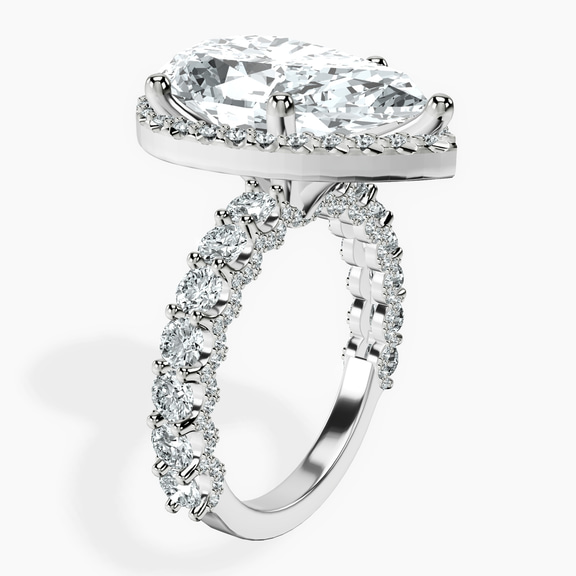 Platinum Enchanté Side Stones Halo Lab Diamond Ring standing product image one