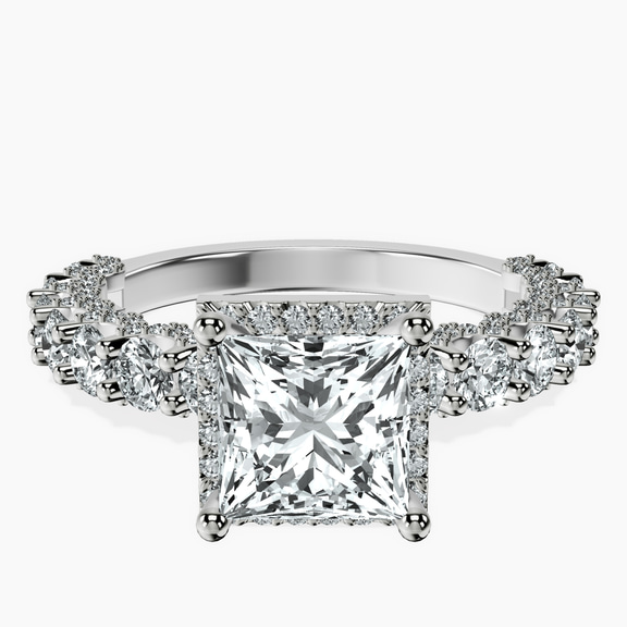 Platinum Enchanté Side Stones Halo Lab Diamond Ring front image