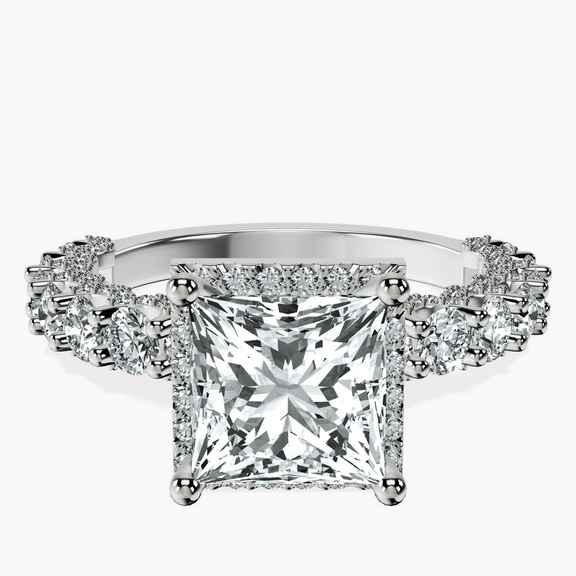 Platinum Enchanté Side Stones Halo Lab Diamond Ring front image