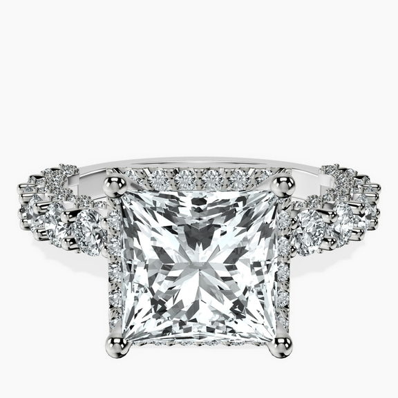 Platinum Enchanté Side Stones Halo Lab Diamond Ring front image