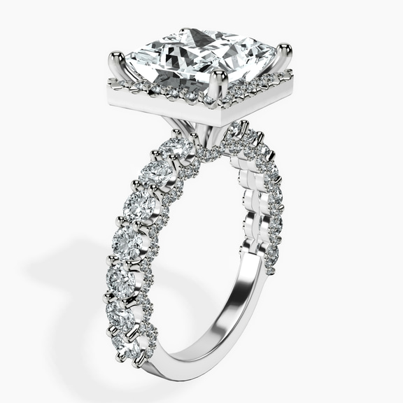 Platinum Enchanté Side Stones Halo Lab Diamond Ring standing product image one