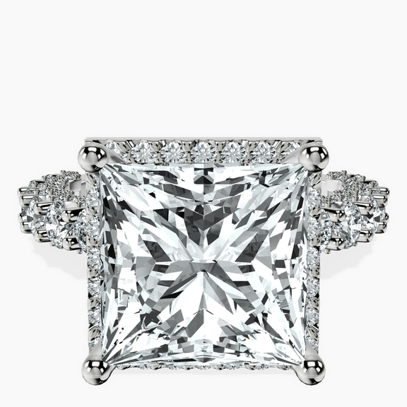 Platinum Enchanté Side Stones Halo Lab Diamond Ring front image
