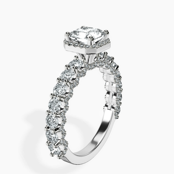 10kt White Gold Enchanté Side Stones Halo Lab Diamond Ring standing product image one