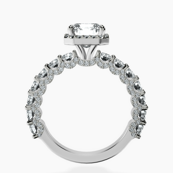 14kt White Gold Enchanté Side Stones Halo Lab Diamond Ring side right image one