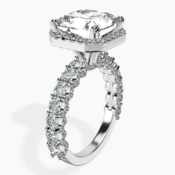 10kt White Gold Enchanté Side Stones Halo Lab Diamond Ring standing product image one