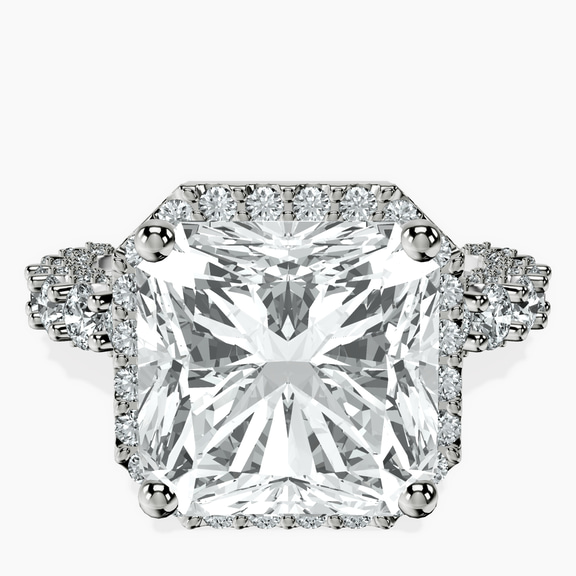 Platinum Enchanté Side Stones Halo Lab Diamond Ring front image