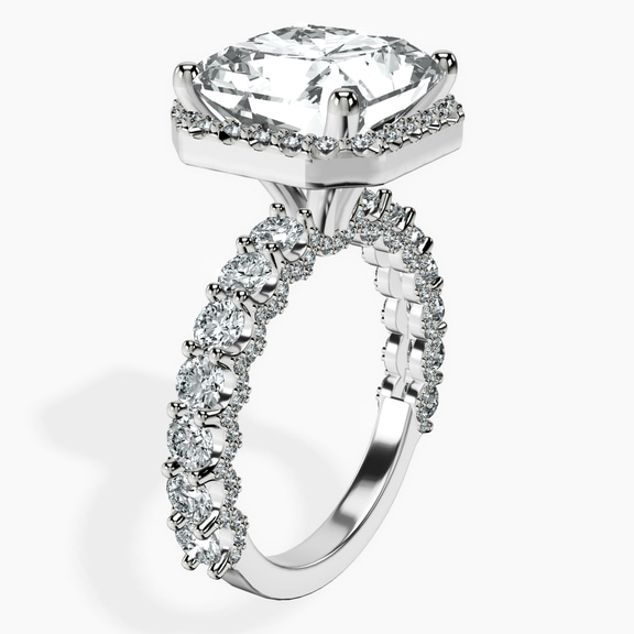 Platinum Enchanté Side Stones Halo Lab Diamond Ring standing product image one