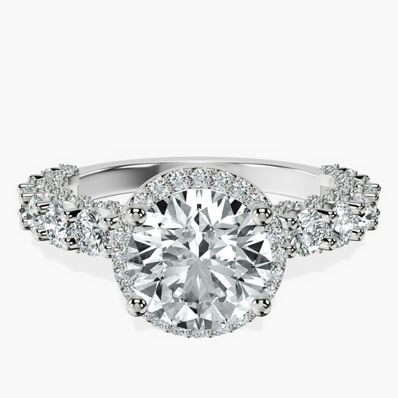 Platinum Enchanté Side Stones Halo Lab Diamond Ring front image