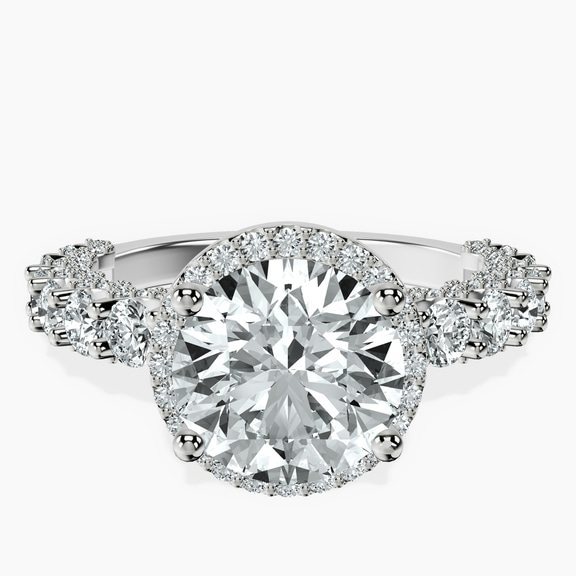 Platinum Enchanté Side Stones Halo Lab Diamond Ring front image