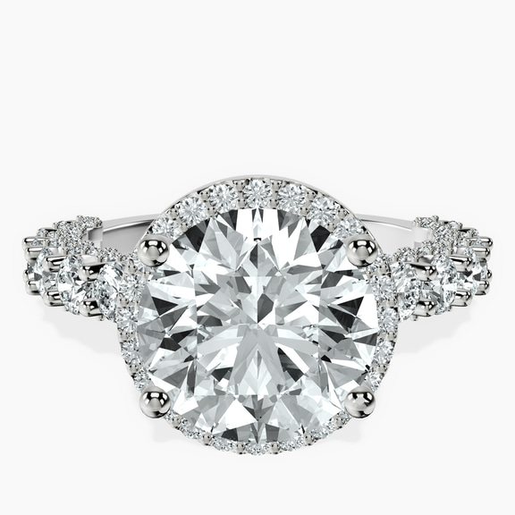 Platinum Enchanté Side Stones Halo Lab Diamond Ring front image