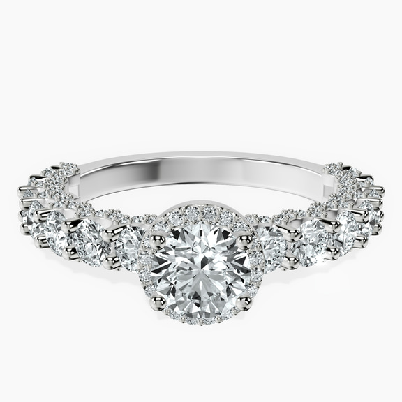 Platinum Enchanté Side Stones Halo Lab Diamond Ring front image