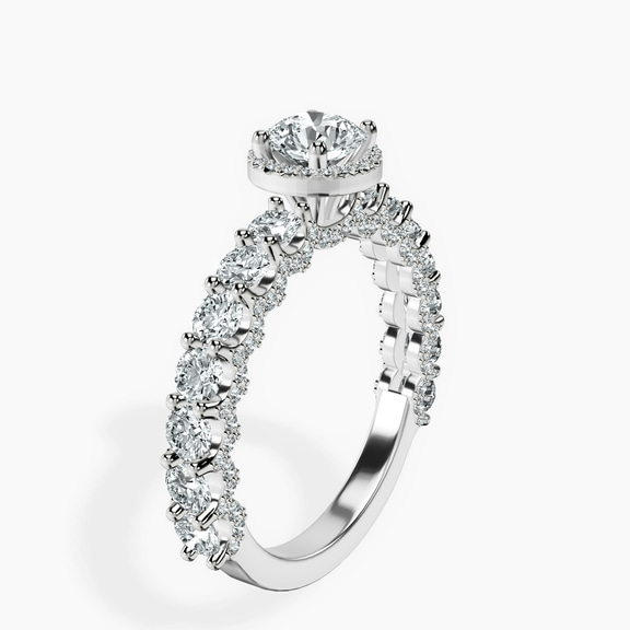 Platinum Enchanté Side Stones Halo Lab Diamond Ring standing product image one