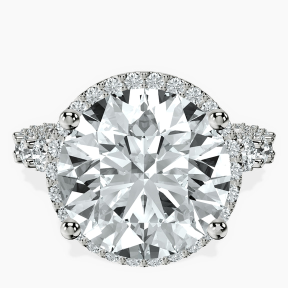 Platinum Enchanté Side Stones Halo Lab Diamond Ring front image