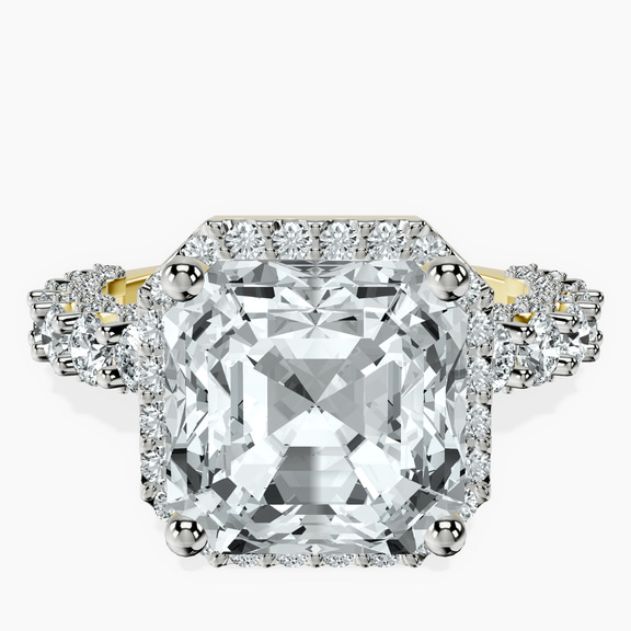14kt Yellow Gold Enchanté Side Stones Halo Lab Diamond Ring front image