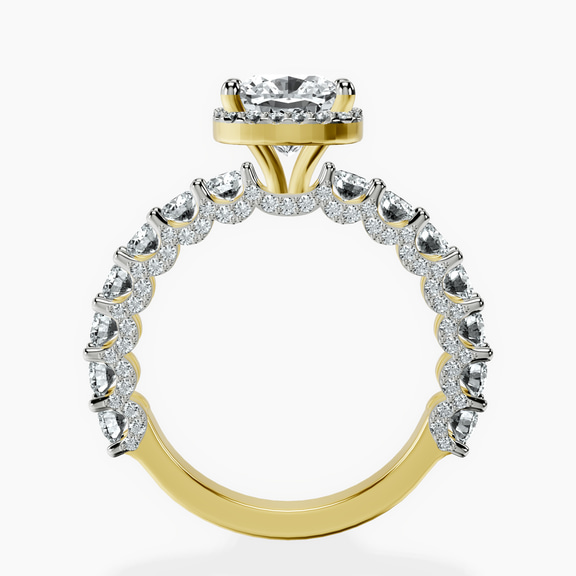 14ct Yellow Gold Enchanté Side Stones Halo Lab Diamond Ring side right image one