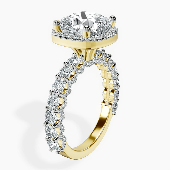 10kt Yellow Gold Enchanté Side Stones Halo Lab Diamond Ring standing product image one