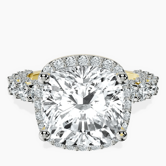 10kt Yellow Gold Enchanté Side Stones Halo Lab Diamond Ring front image
