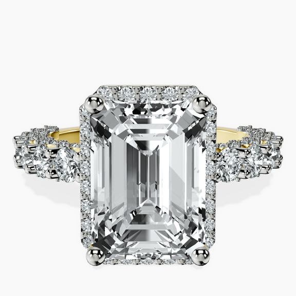 14kt Yellow Gold Enchanté Side Stones Halo Lab Diamond Ring front image