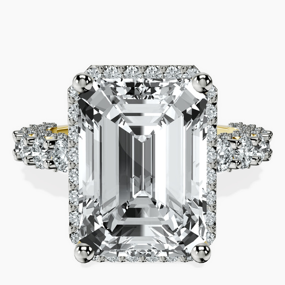 18kt Yellow Gold Enchanté Side Stones Halo Lab Diamond Ring front image