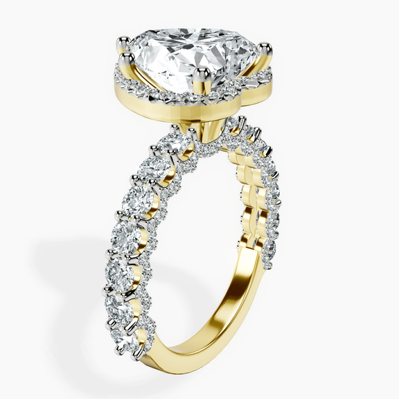 18kt Yellow Gold Enchanté Side Stones Halo Lab Diamond Ring standing product image one