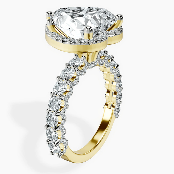 10kt Yellow Gold Enchanté Side Stones Halo Lab Diamond Ring standing product image one