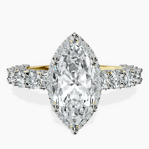 18ct Yellow Gold Enchanté Side Stones Halo Lab Diamond Ring front image
