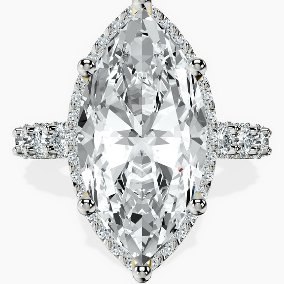 18kt Yellow Gold Enchanté Side Stones Halo Lab Diamond Ring front image