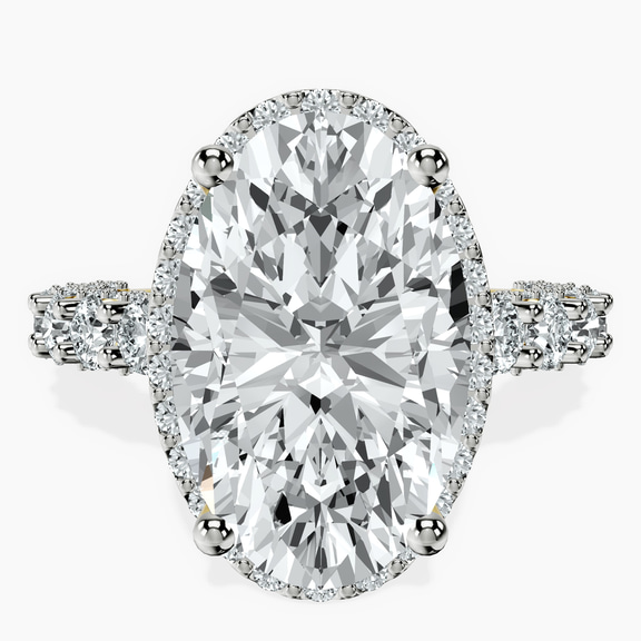 10kt Yellow Gold Enchanté Side Stones Halo Lab Diamond Ring front image