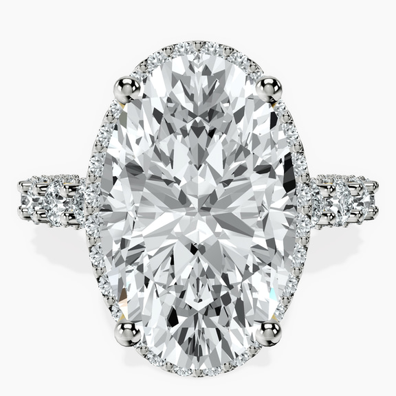 18kt Yellow Gold Enchanté Side Stones Halo Lab Diamond Ring front image