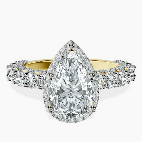 18ct Yellow Gold Enchanté Side Stones Halo Lab Diamond Ring front image
