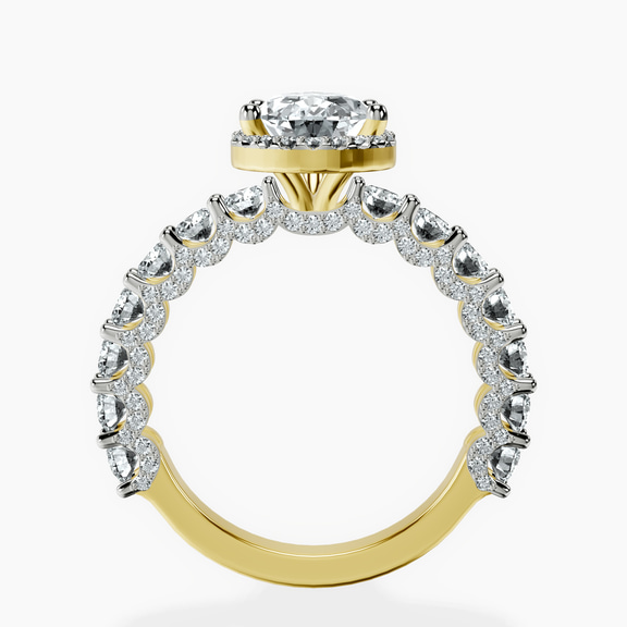 18ct Yellow Gold Enchanté Side Stones Halo Lab Diamond Ring side right image one