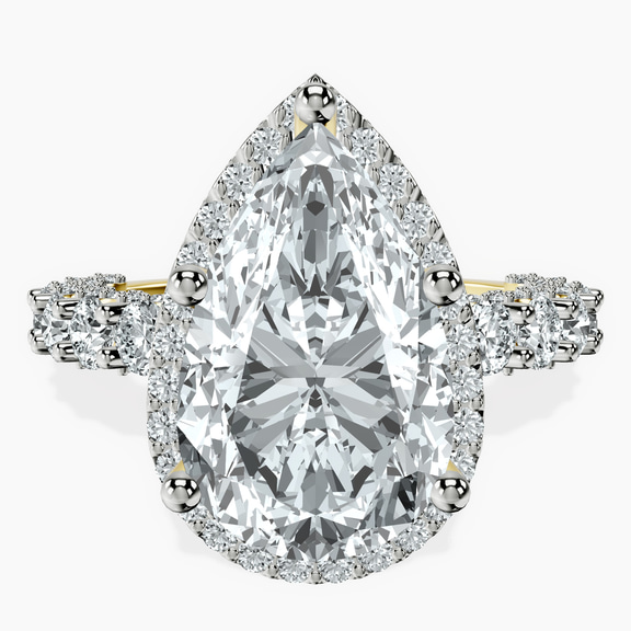 10kt Yellow Gold Enchanté Side Stones Halo Lab Diamond Ring front image
