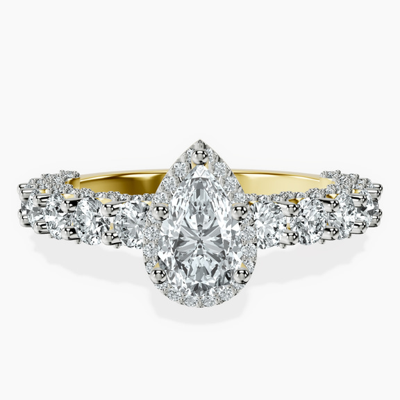 10kt Yellow Gold Enchanté Side Stones Halo Lab Diamond Ring front image