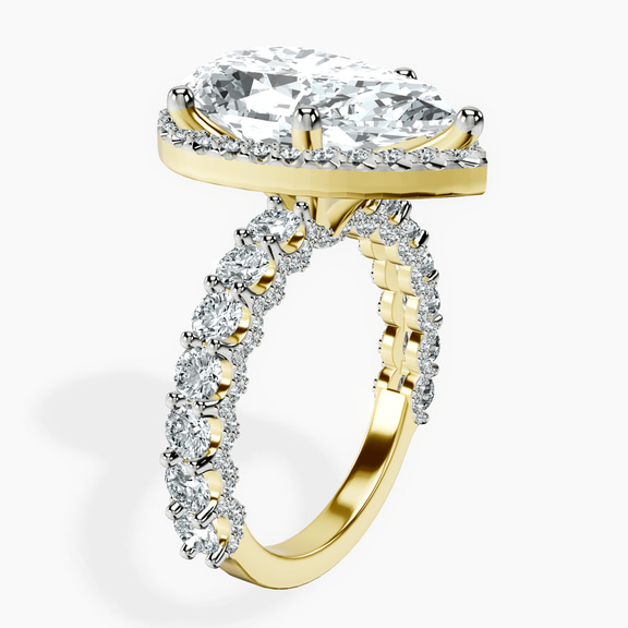 18kt Yellow Gold Enchanté Side Stones Halo Lab Diamond Ring standing product image one