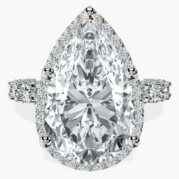 18kt Yellow Gold Enchanté Side Stones Halo Lab Diamond Ring front image