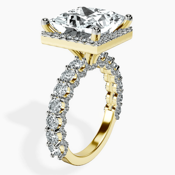 10kt Yellow Gold Enchanté Side Stones Halo Lab Diamond Ring standing product image one
