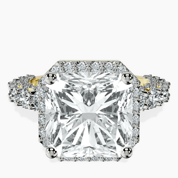 10kt Yellow Gold Enchanté Side Stones Halo Lab Diamond Ring front image