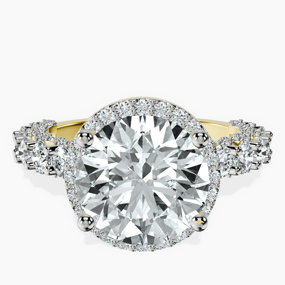 14kt Yellow Gold Enchanté Side Stones Halo Lab Diamond Ring front image