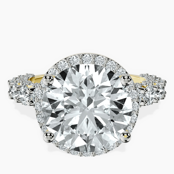 14kt Yellow Gold Enchanté Side Stones Halo Lab Diamond Ring front image