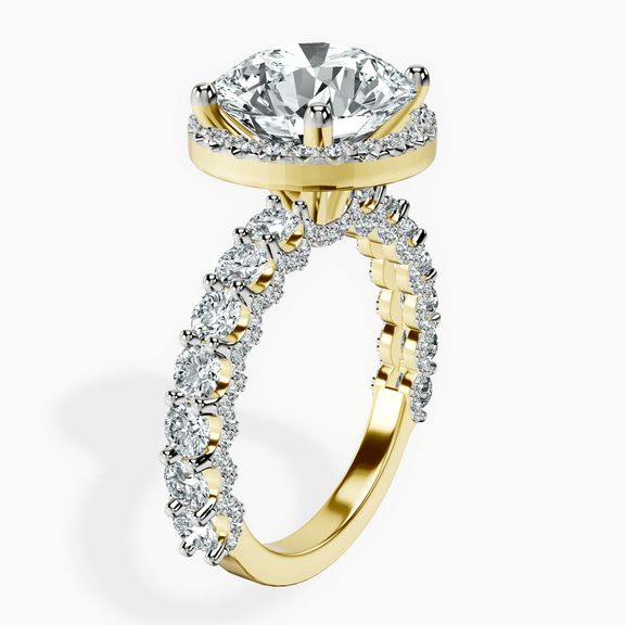 14kt Yellow Gold Enchanté Side Stones Halo Lab Diamond Ring standing product image one