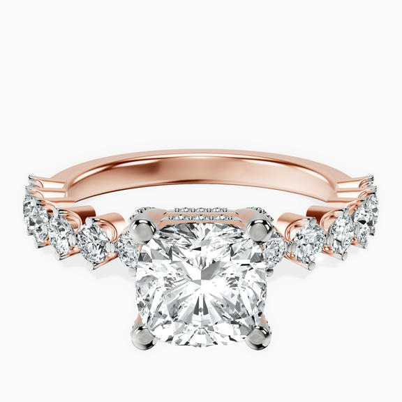 9ct Rose Gold Caitronia Floating Side Stones Lab Diamond Ring front image