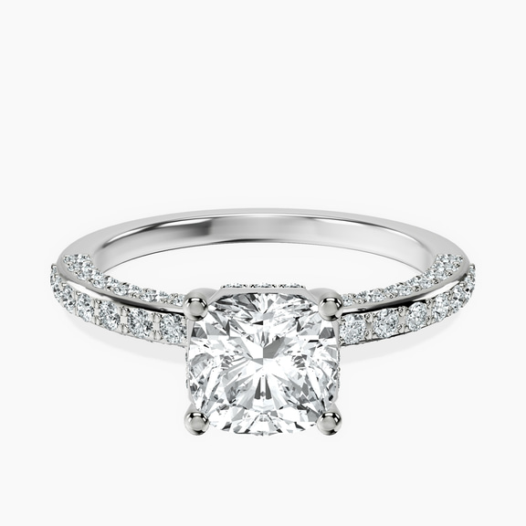 10kt White Gold Adele Secret Double Halo Lab Diamond Ring front image